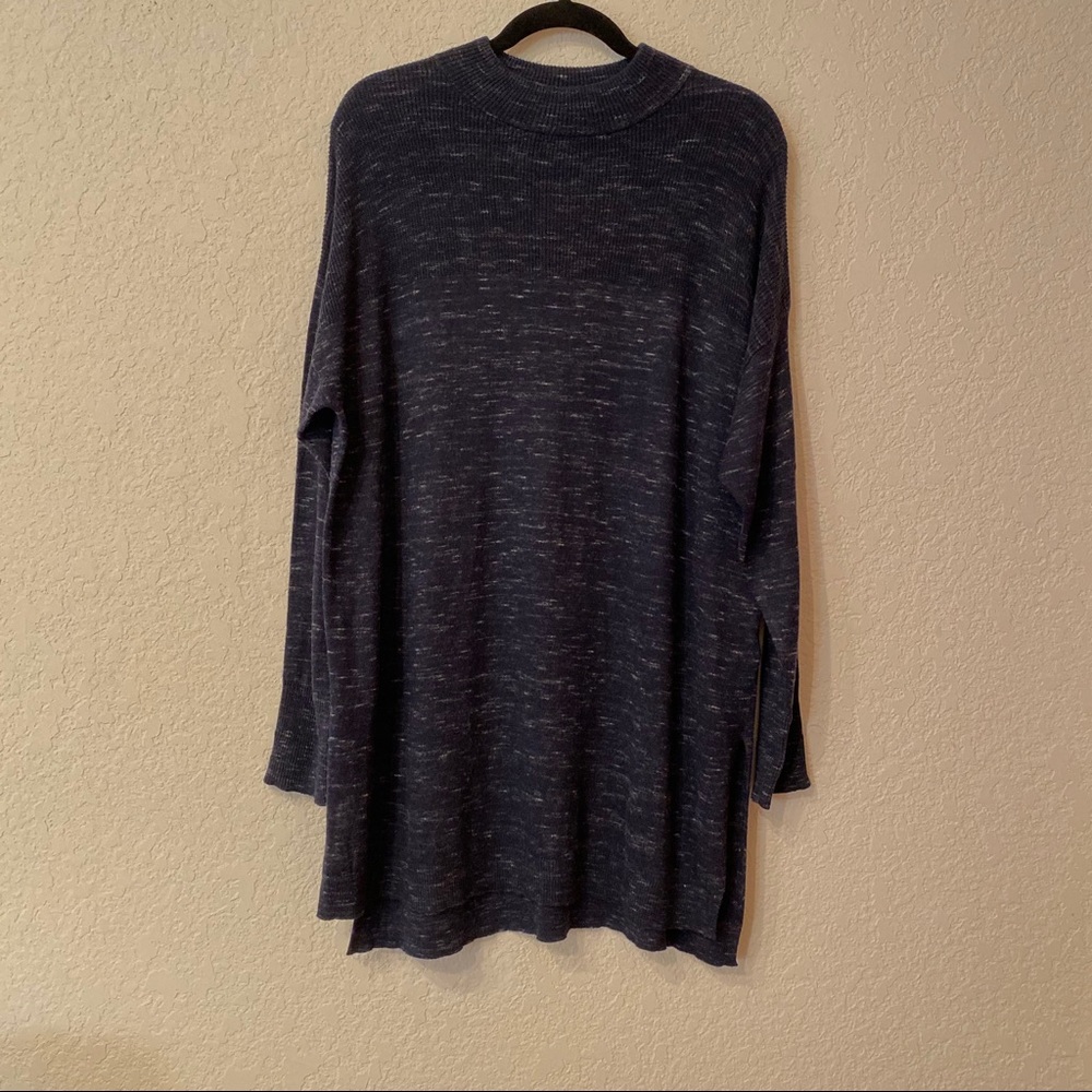 Joe Fresh | Mixed Blue Mock Neck Long Sweater